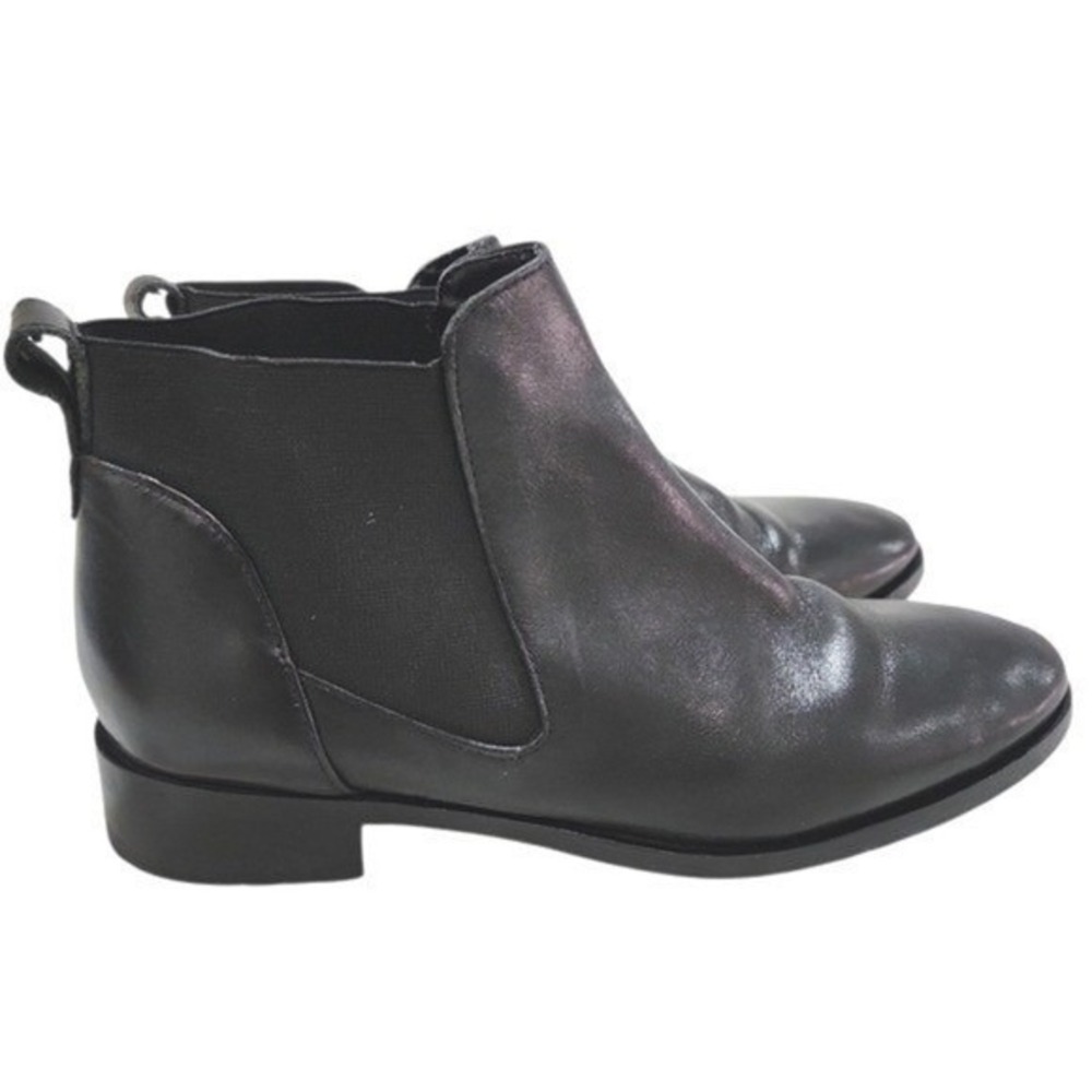 Topshop Chelsea Boots Women 7.5 Black Leather Ankle Minimalist Classic Bootie
